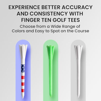 FINGER TEN Golf Tees Plastic Unbreakable Easy to Find Bulk Value 200/500/1000 Count, 2 3/4 3 1/4 Inch Tee Driving Range Reduce Friction, Green Red White USA Flag Practice - color: White, size: 500 Count (2 3/4 Inch)