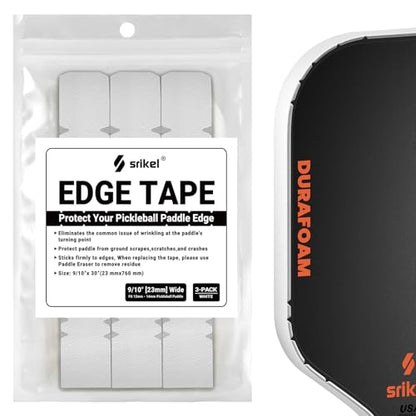 Pickleball Edge Guard Tape – Pickle Ball Paddle Edge Protection Tape 3 Pack, Paddle Head Edge Guard for 12MM to 20MM Rackets, Fits Perfectly Curved Edge, Easy Application, No Wrinkling - color: White, size: 12-14mm Paddle