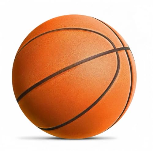Silent Basketball Official (29.5") or Women's 28.5" - Grooved PU Foam Design for Realistic Bounce, Airless Indoor Training Ball, Quiet Dribbling Never Flat - Ideal Gift for Youth Orange - size: Size 7
