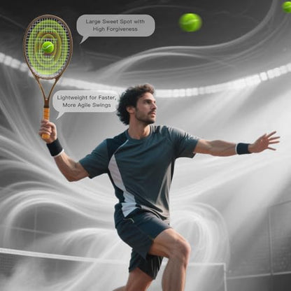 BatZoom Tennis Racket for Beginners & Adults - Lightweight Graphite Racquet with Comfortable Grip | Shock Reduction Technology | Includes Carrying Bag(Color Options) - color: Bronze-Gold