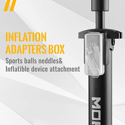 MOHEGIA Bike Floor Pump with Gauge: Air Bicycle Pump with High Pressure 160 PSI,Fits Schrader and Presta Valve -Inflator with Ball Pump Needles for MTB Road Bike, Ball, Balloon, Inflatables - color: Digital Gauge/black