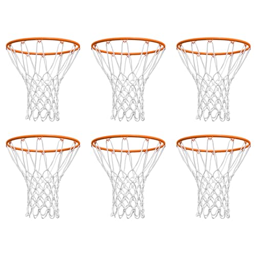 NEIJIANG Basketball Net Replacement Outdoor, Upgraded Thickening Heavy Duty, All Weather Anti Whip, Fits Standard Indoor or Outdoor 12 Loops Rim - style: 6Pcs