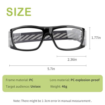 SooGree Sport Glasses for Men Women Basketball Football Sport Goggles Anti Fog Shock Collision Wearable Glasses - color: Black Frame Black Nose Pads
