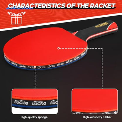 Ping Pong Paddles, Ping Pong Paddles Set of 2, Includes Paddles and Balls, Table Tennis Rackets Set Suitable for Beginners and Professionals