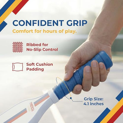 – Carbon Fiber Pickleball Paddles – USAPA Approved, Honeycomb Core, Cushioned Grip, Lightweight Design – Single Paddles & Paddle Sets - color: White Retro Stripe - Single Paddle