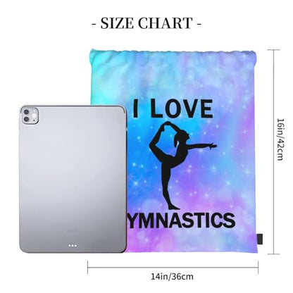 I Love Gymnastics Unisex Drawstring Backpack Bag Sport Gym Travel Swim Sackpack - color: I Love Gymnastics
