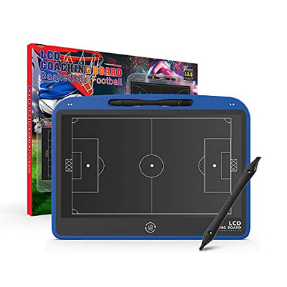 13.5'' Electronic Football Tactical Board, Basketball Coaching LCD Soccer Strategy Board With Stylus Pen, Marker Training Writing Tablet Coach Gifts - color: Football Blue