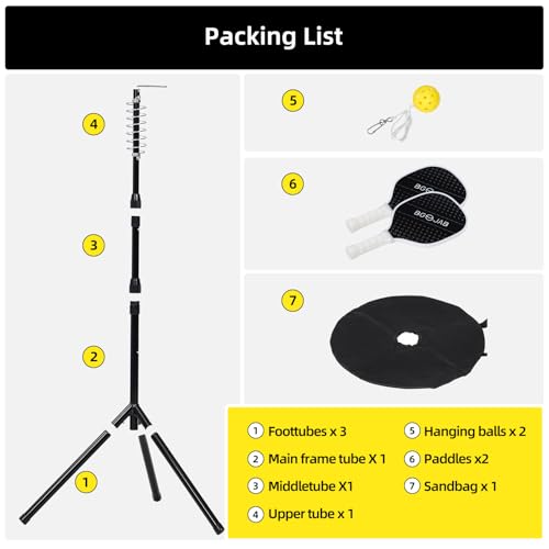 Pickleball Trainer, Pickleballs Training Aid for Solo & Partner Practice, Enhance Reaction Time & Hand-Eye Coordination, Great Gift for Beginners, Families & Pickleball Fans, Easy Installation