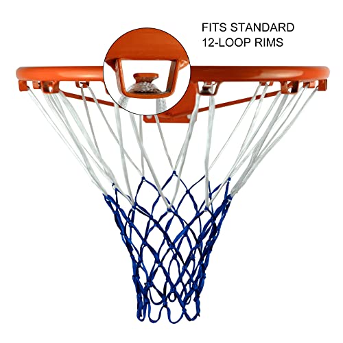 Sanung Basketball Net, Wear-Resistant Polyester Lightweight 12 Loops Basketball Net Replacement for Home Use, Fits Standard Size Hoop, Easy to Setup, Set of 2