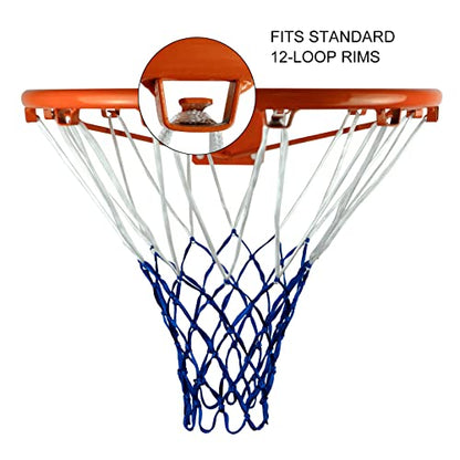 Sanung Basketball Net, Wear-Resistant Polyester Lightweight 12 Loops Basketball Net Replacement for Home Use, Fits Standard Size Hoop, Easy to Setup, Set of 2