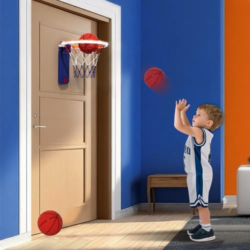 Kids Basketball Hoop Indoor with Lights & Sounds, Electronic Scoring, Easy Storage,Toys for Boys Girls, Birthday Gift Ages 3+