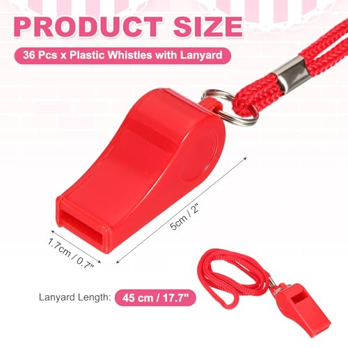 Whistles with Lanyard, Training Sports -Fitting for (Coaches/Referee/Outsides/Team Events) - color: Red
