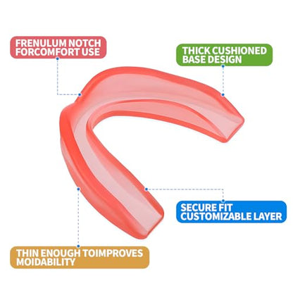 8 Pcs Sports Mouth Guards - Clear EVA Mouth Guard for Braces for Sports for Basketball, Boxing & More - Adult Fit, Mouth Pieces Football Mouthpiece - size: Clear
