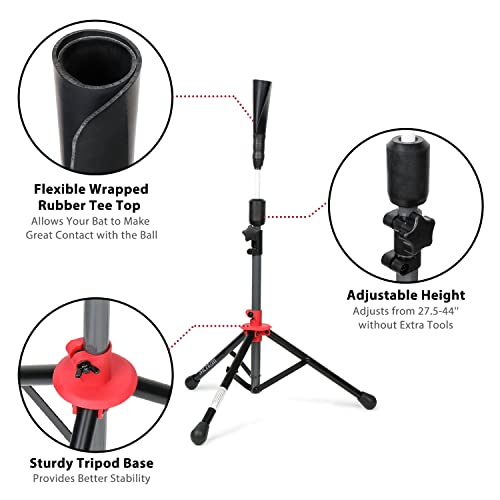 Baseball & Softball Batting Tee - Hitting Travel Tee | Adjustable Height | Portable & Collapsible | Tripod Base