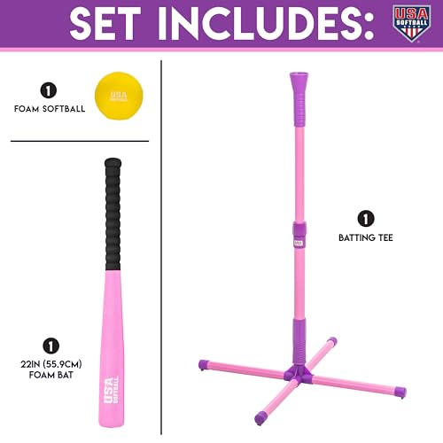 Franklin Sports Youth Batting Tee - Adjustable Height Plastic Training Tee for Kids + Toddlers - 23" to 33" Inches - style: XT Batting Tee – Pink