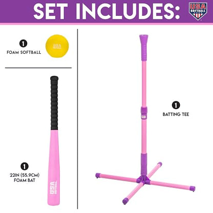Franklin Sports Youth Batting Tee - Adjustable Height Plastic Training Tee for Kids + Toddlers - 23" to 33" Inches - style: XT Batting Tee – Pink