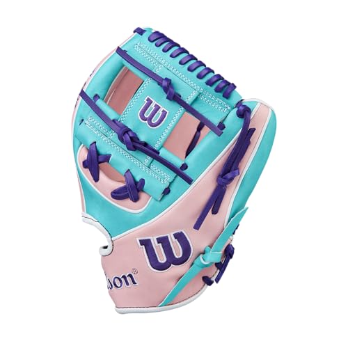 Wilson Winter 2025 A2K® Baseball Gloves - color: Teal/Pink/Purple, size: Infield - 11.5"