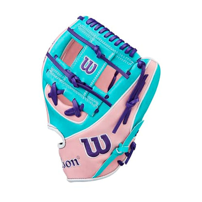 Wilson Winter 2025 A2K® Baseball Gloves - color: Teal/Pink/Purple, size: Infield - 11.5"