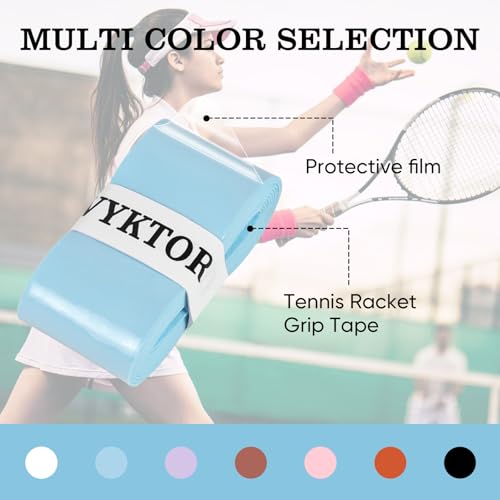 Tennis Racket Grip Tape, Ultra Thin Tacky Tennis Overgrip for Sweat Absorption & Control – Durable Anti-Slip Replacement Grip for Tennis, Badminton & Pickleball (3 Pack) - color: BLUE