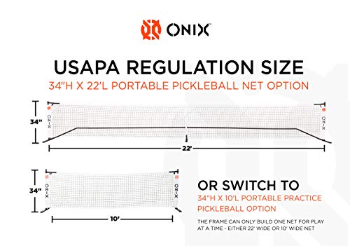 ONIX Pickleball 2-in-1 Regulation-Size Portable Net and Practice Net Set Includes Carrying Case with Wheels
