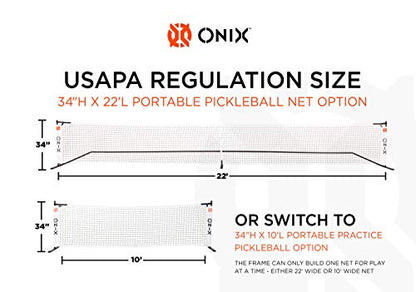 ONIX Pickleball 2-in-1 Regulation-Size Portable Net and Practice Net Set Includes Carrying Case with Wheels