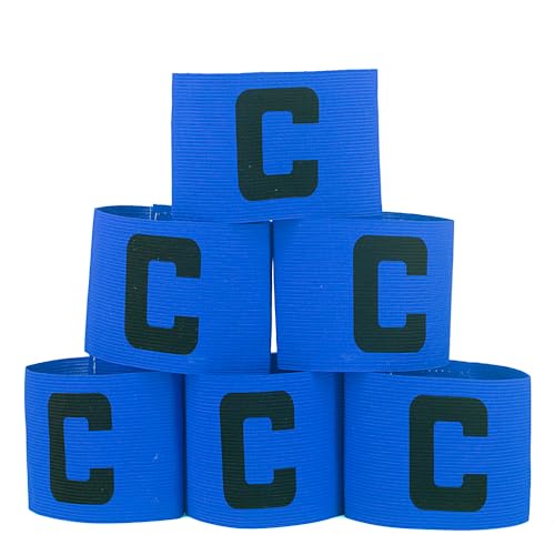 Captain's Armband Soccer Football Rugby Captain Armbands for Youth and Adult,Anti-Drop Design - Pack of 6 - color: 6 Blue