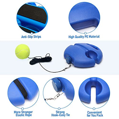 Tennis Trainer Rebound Ball with String Solo Tennis Training Kit Portable Practice Rebounder Equipment Training Tools with Long Elastic Ropes for Adults, Kids, Beginners