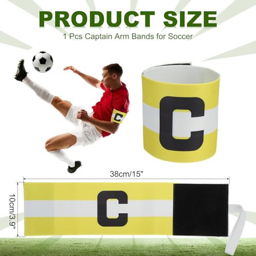 PATIKIL Soccer Captain Armband, Captain Arm Bands for Soccer Elastic Captain C Arm Bands Sports Captain Armbands for Youth Adult Football Team Training - color: Yellow/White