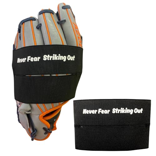 TOFL Baseball Glove Wrap Band for Break-in & Shaping | Elastic Mitt Strap | Adjustable Closure for Pocket Forming & Storage | Youth & Adult Softball Mitt Care Accessory (Message Options) - color: Never Fear Striking Out