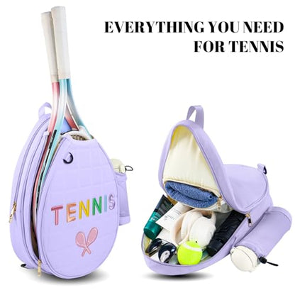 NZNDB Tennis Bags for Women Girl, Tennis Sling Crossbody Backpack, Water Resistant Tennis Bag for Pickleball, Tennis, Racketball - color: Purple