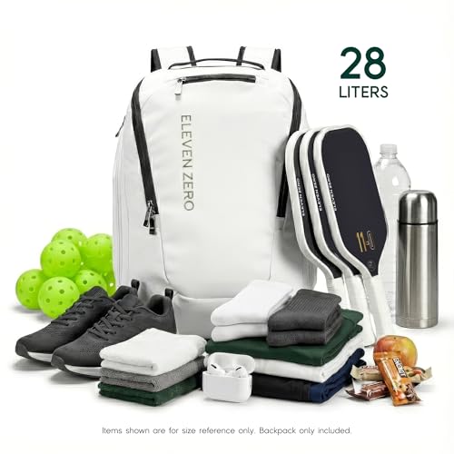 Pro Tour Pickleball Backpack White | Large Pickleball Bag with Fence Hook for Paddles & Accessories | Ventilated Shoe Compartment | Pickleball Bags for Men, Women, & Adults Pickle Ball Bag - color: White