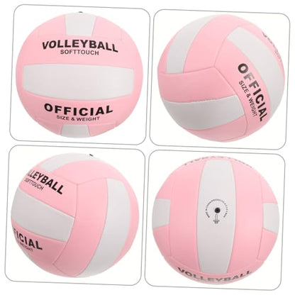DECHOUS Soft Indoor Volleyball PU Durable Training Ball for Middle School Entrance Exam with Eye Catching Pink White Design and Standard Stitching