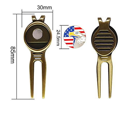 Myartte Golf Metal Divot Repair Tool with 24.5 mm Ball Marker - color: Bronze