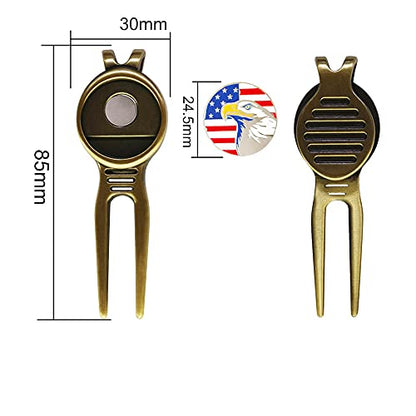 Myartte Golf Metal Divot Repair Tool with 24.5 mm Ball Marker - color: Bronze