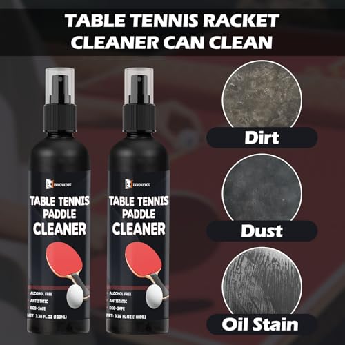 200ml Table Tennis Paddle Cleaner Spray, Restores Tackiness, Removes Dust, and Extends Rubber Life, Includes Sponge