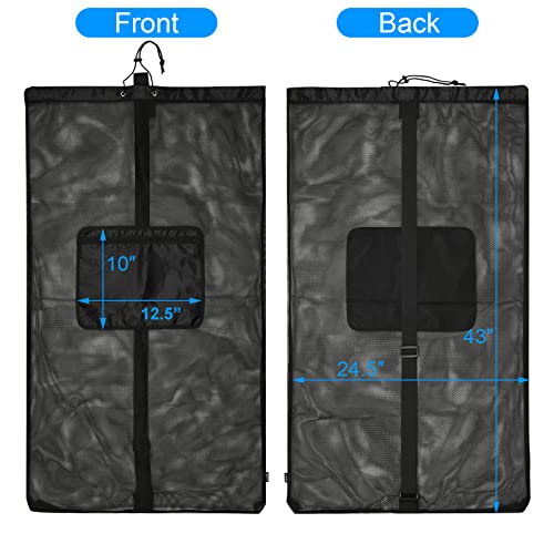 Cosmos Sports Ball Bag Mesh Equipment Bag Team Sports Drawstring Bag Large Mesh Net Bag, with Adjustable Strap & Front Pocket for Basketball, Volleyball, Soccer, Rugby, Water Sports and Beach Event