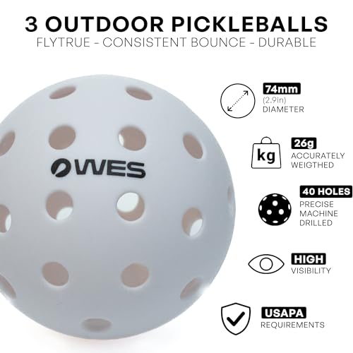 WES Pickleball Water Bottle + Pickleball Ball Holder + 3 Outdoor Pickleball Balls | Insulated Pickleball Water Bottle with Sport Spout Lid - color: Black