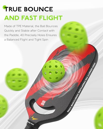 Warping Point Pickleball Balls | 26 Holes, 40 Holes | 4 Pack, 12 Pack | Meet USAPA Specifications | High Bounce Durable Practice Pickle Ball for Beginner & Intermediates | Orange, Blue, Yellow, Green