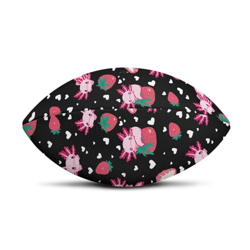 SYtrade Recreational Football Game Footballs PU Composite Leather Footballs for Training Indoor Outdoor - color: Axolotl Love Strawberry Black