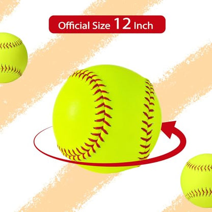 Sports Practice Softballs Slow Pitch Official Size and Weight Softballs, Unmarked Leather Covered Training Ball for Games, Practice and Training - size: 12 Inch