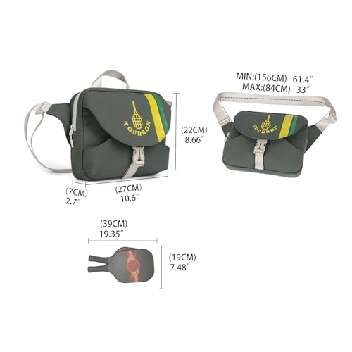 TOURBON Pickleball Bag for Men and Women with Exterior Paddle Holder, Small Lightweight Quick-Access Pickle Ball Paddle Sling Bag