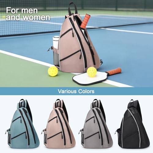 Pickleball Bag for Women and Men, Adjustable Pickle Ball Backpack, 2 in 1 Sports Sling Bag for Pickleball Paddles - color: Pink