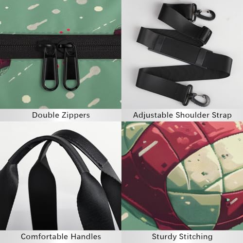 Sports Volleyball Round Barrel Sports Fitness Bag, Grass Green Travel Luggage Bag, Reusable Handbag, Suitable For Men and Women