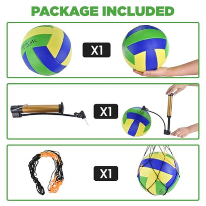 Volleyballs Official Size 5, Waterproof Soft Bulk Recreational Volley Balls with Pump and Net Bag for Indoor Outdoor Beach Pool Water Sand Game Training Match Gift for Beginner
