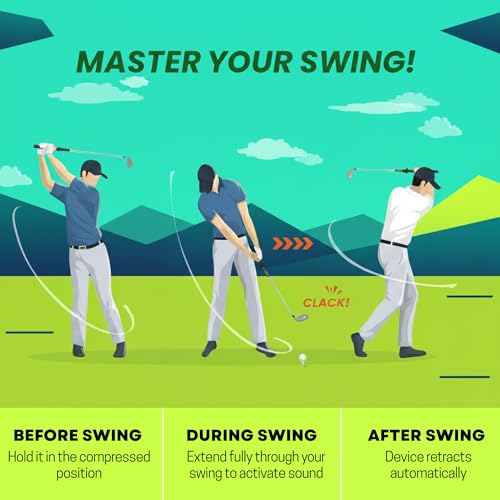 Retractable Golf Swing Training Aid Upgraded 3-in-1 Golf Training Aid - Fix Your Golf Swing Fast Grip Trainer with Audible Click Feedback, Portable Indoor/Outdoor Practice Aid