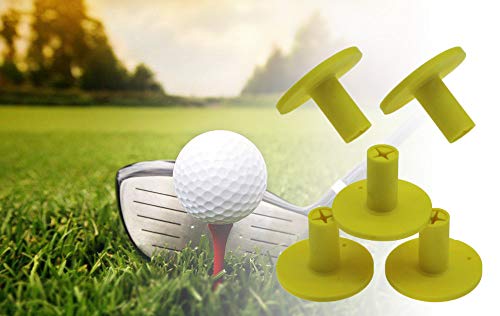 Golf Rubber Tee Holder Set for Golf Driving Range Tee Practice Tool Pack of 5 - color: Yellow