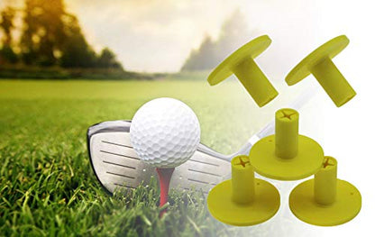 Golf Rubber Tee Holder Set for Golf Driving Range Tee Practice Tool Pack of 5 - color: Yellow
