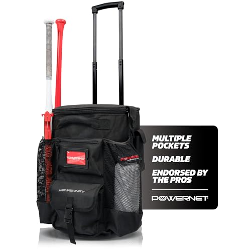 PowerNet Baseball Softball Coaching Bucket Caddy Cover, Multiple Pockets Carry Gameday Essentials, 3 Styles for 6 Gallon Bucket Organization Including All Terrain Wheeled - color: Wheeled Bucket Caddy