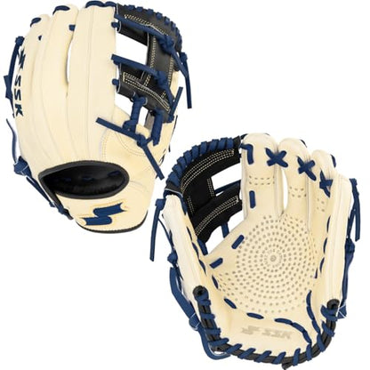 SSK Z5 Craftsman Infield Baseball Glove – 11.25” - 11.5” - 11.75” - 12” – Right & Left Hand Throw - color: Camel/Black/Navy, size: 11.5" - Right Hand Throw