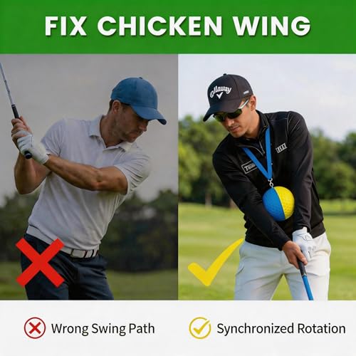 Golf Training Aid, Golf Swing Trainer, Smart Ball with Soft Memory Foam and Adjustable Lanyard, Enhances Swing Precision and Corrects Slicing, Scooping and Chicken Wing for Golfers